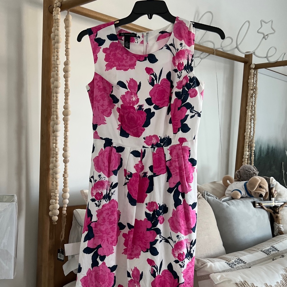 INC International Concepts Pink and White Floral Midi Dress